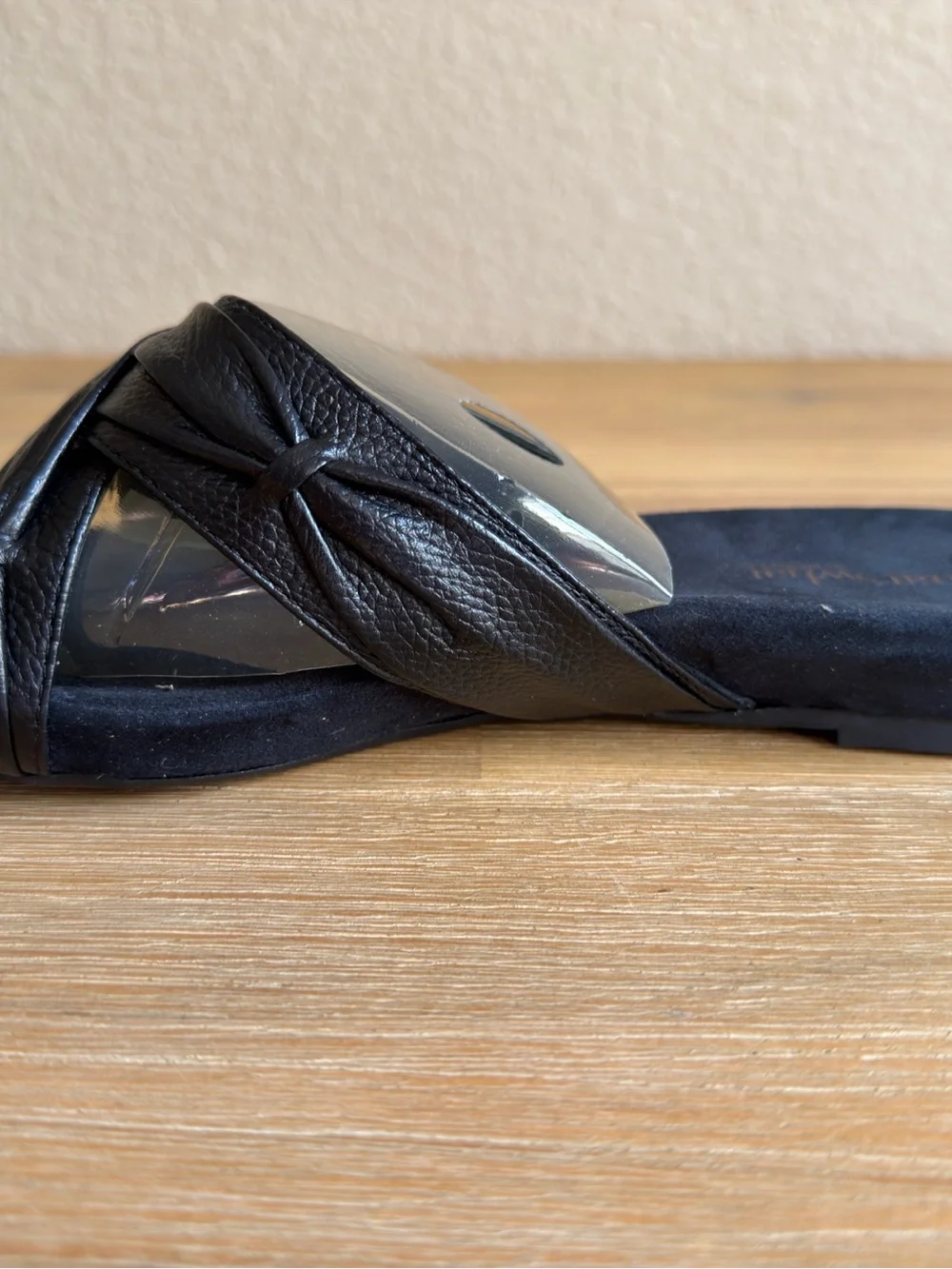 Aerosoles What's What Black Leather Open Toe Sandal Slip On Women’s 8.5 New Box